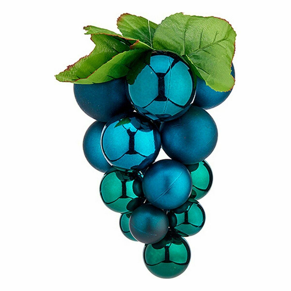 Bola de Navidad Uvas Pequeño Azul Plástico 14 x 14 x 25 cm (18 Unidades)