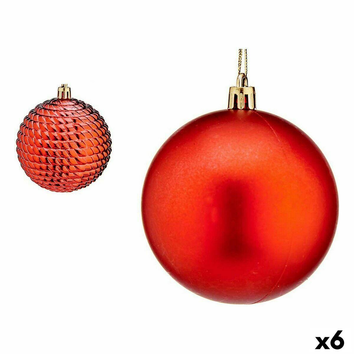 Set de Bolas de Navidad Rojo Plástico 8 x 9 x 8 cm (6 Unidades)