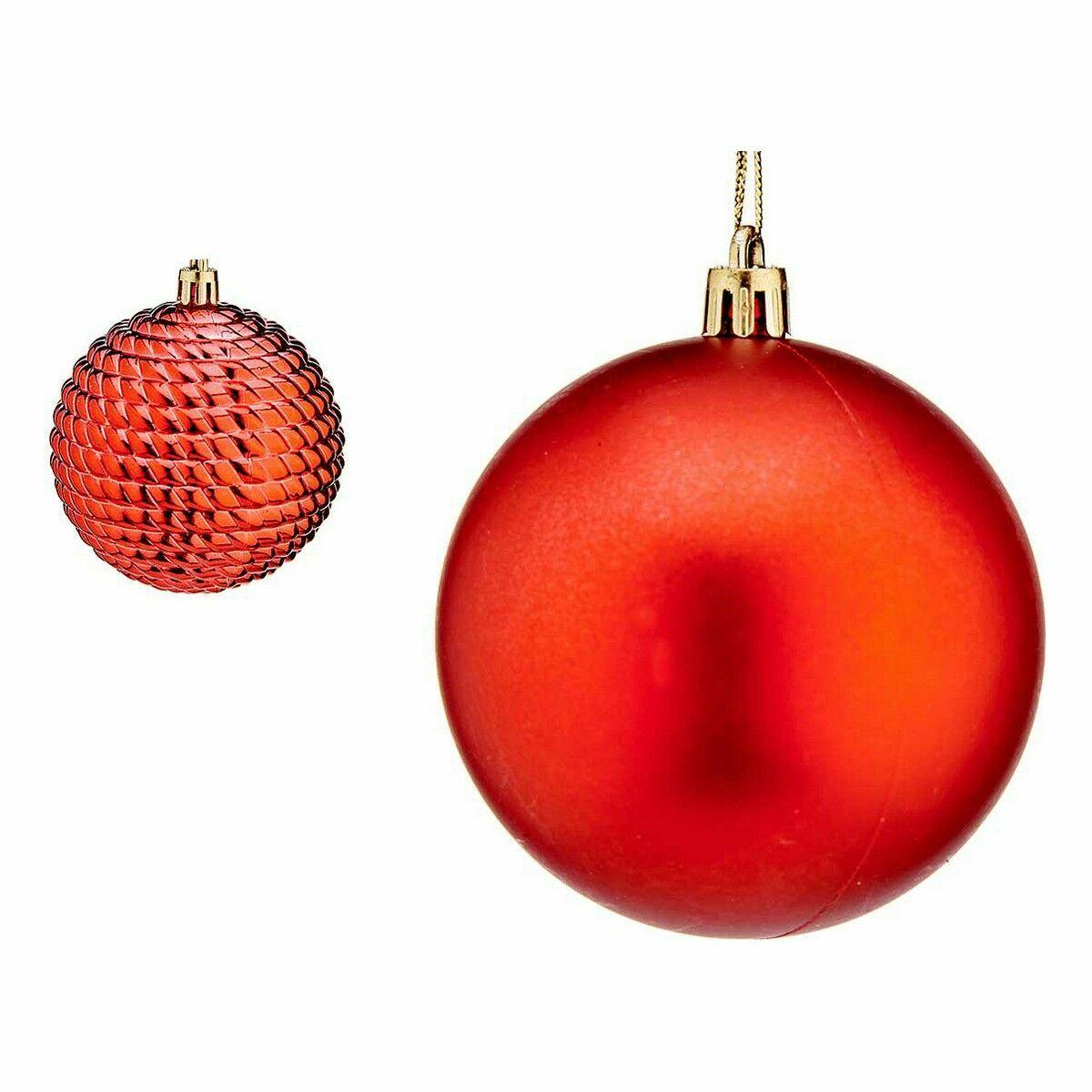 Set de Bolas de Navidad Rojo Plástico 8 x 9 x 8 cm (6 Unidades)