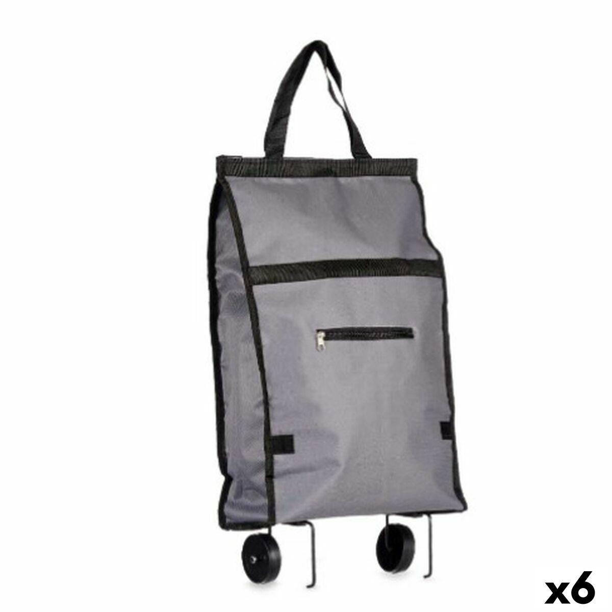 Carro de Compra Plegable Con ruedas 32 x 15 x 63 cm Gris (6 Unidades)