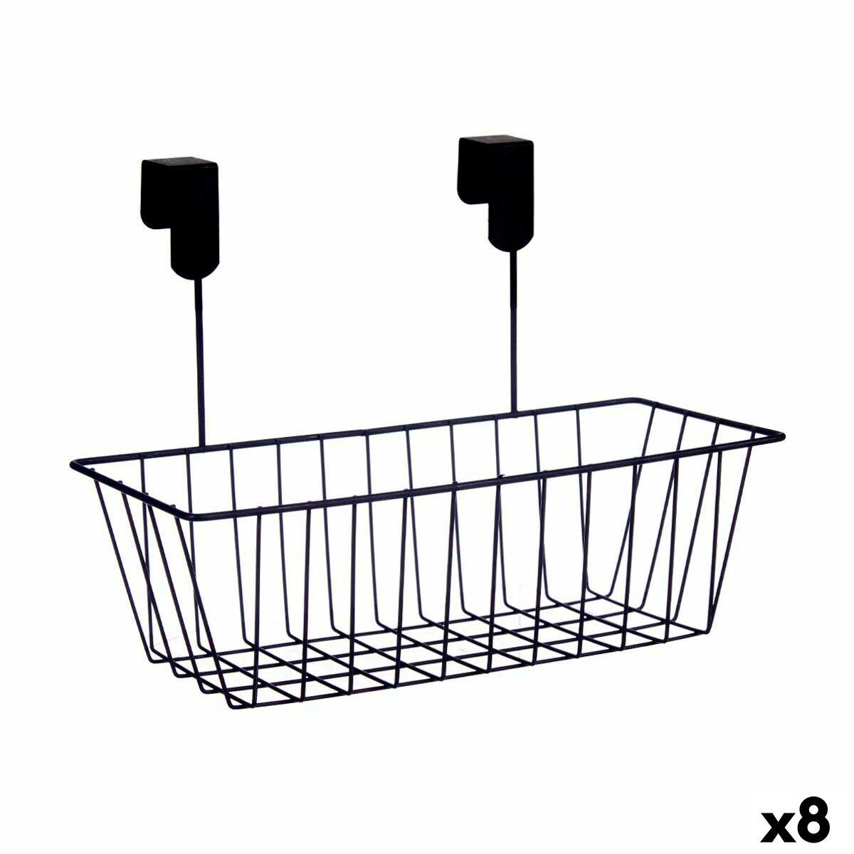 Cesta para Estante de Cocina Kinvara W6692P PDQ Negro Hierro 28 x 12 x 9 cm (8 Unidades)