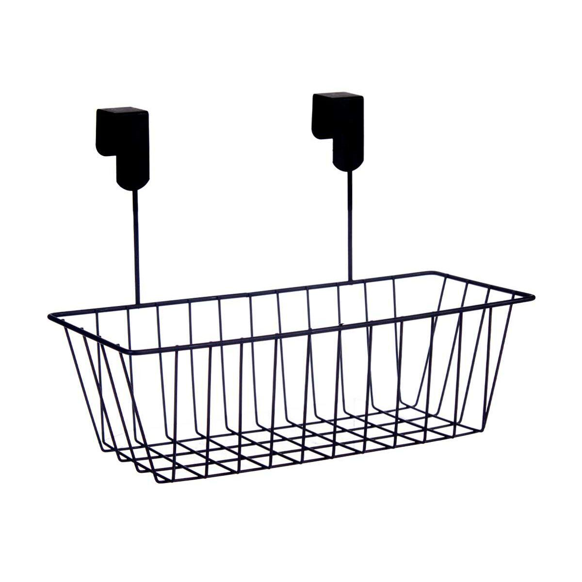 Cesta para Estante de Cocina Kinvara W6692P PDQ Negro Hierro 28 x 12 x 9 cm (8 Unidades)