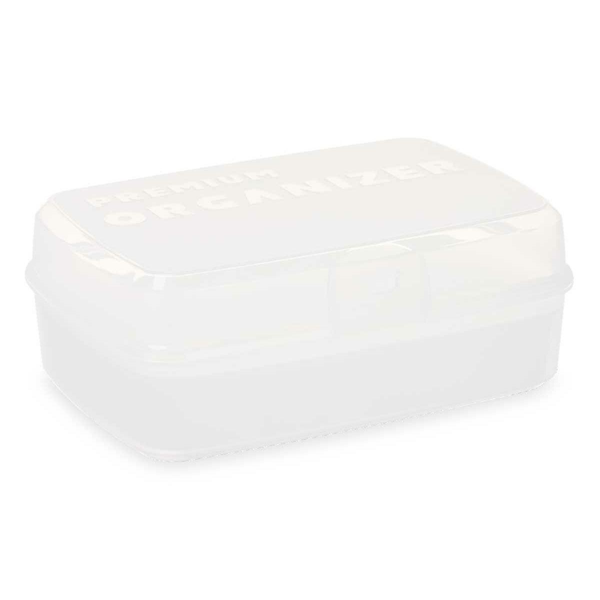 Caja con compartimentos Kinvara 02 1192 Blanco Transparente Plástico 21,5 x 8,5 x 15 cm (12 Unidades)