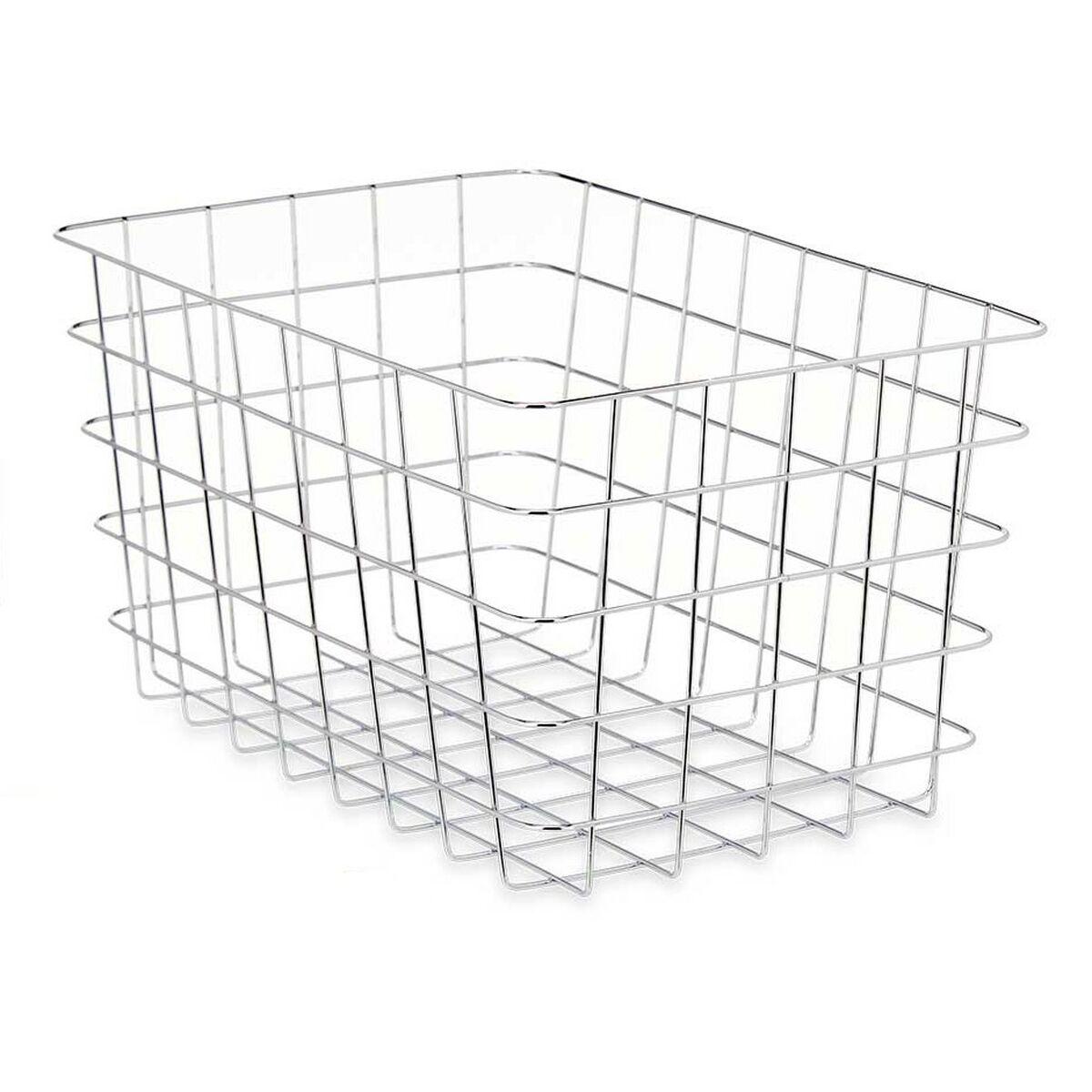 Cesta Multiusos Kinvara W5759K-L CHROME Plateado Plata Metal 38 x 21 x 26 cm Rectangular (6 Unidades)