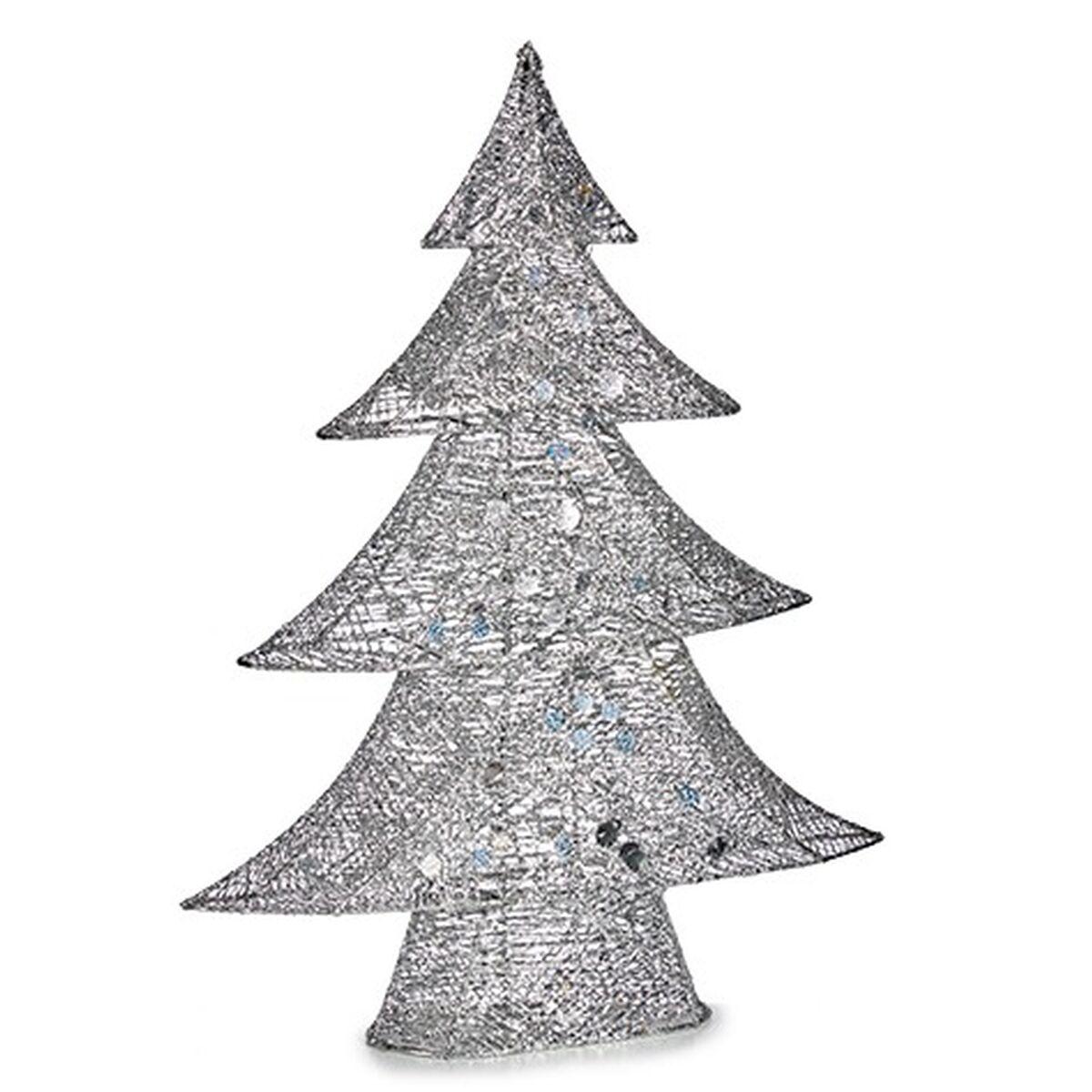 Figura Decorativa Árbol de Navidad Metal Plateado 12 x 59,5 x 48,5 cm (3 Unidades)