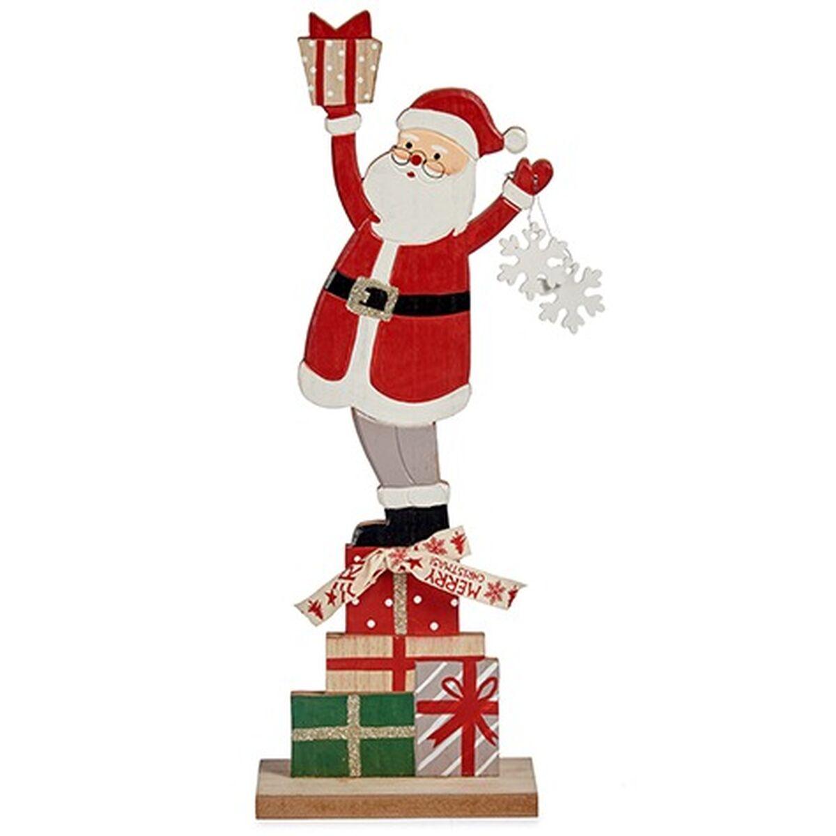 Figura Decorativa Papá Noel Blanco Rojo Gris Madera 7 x 40 x 14 cm (6 Unidades)