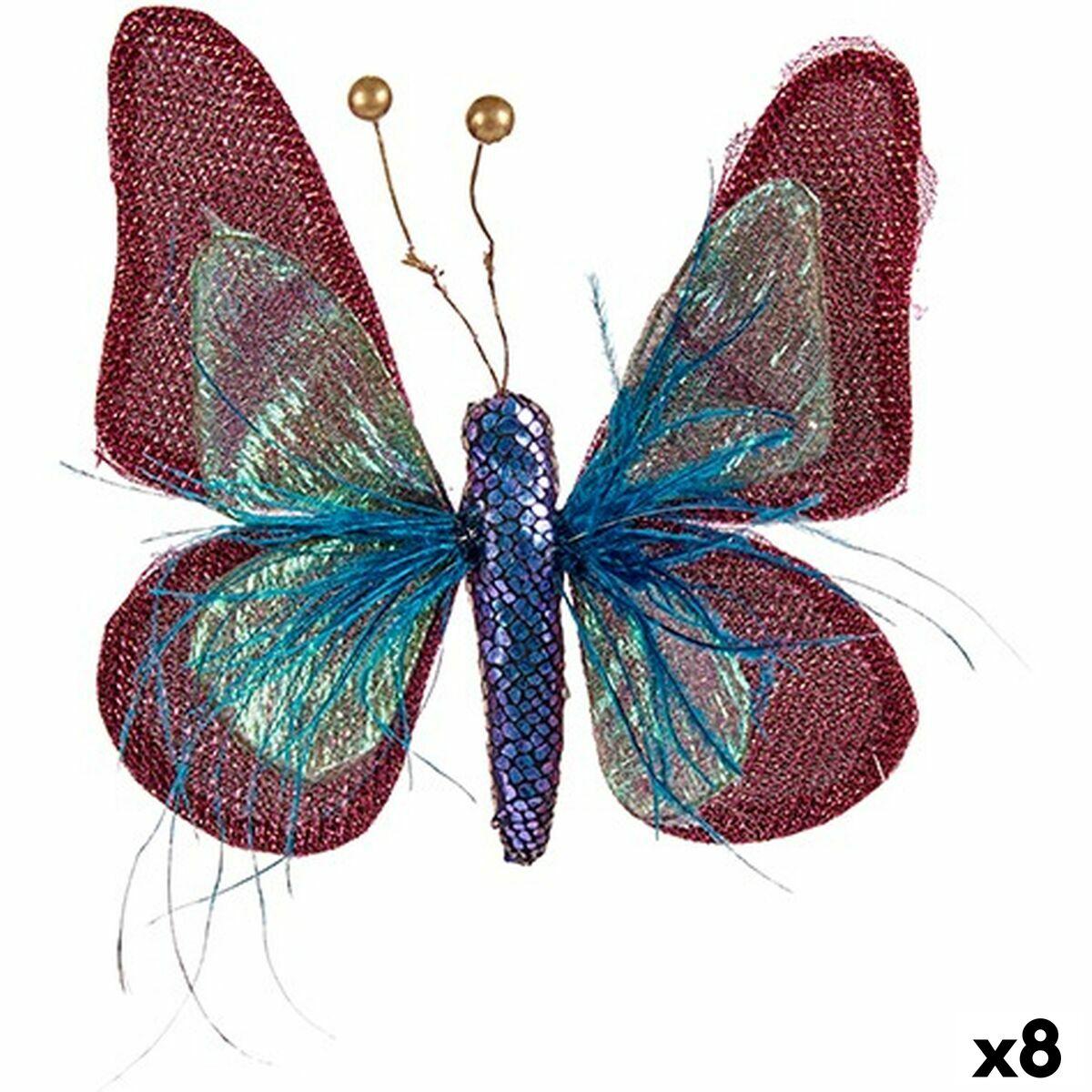 Figura Decorativa Mariposa Azul Rosa 14 x 3 x 18 cm (8 Unidades)