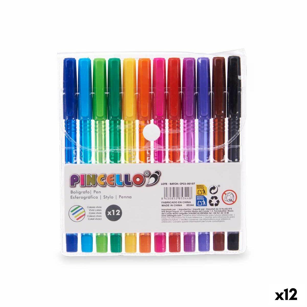 Set de Bolígrafos Pincello 478 Amarillo Azul Rojo Verde Multicolor Naranja (12 Unidades)