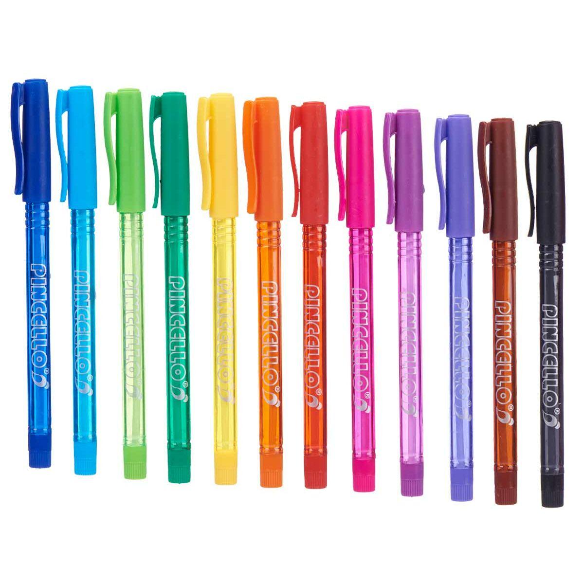 Set de Bolígrafos Pincello 478 Amarillo Azul Rojo Verde Multicolor Naranja (12 Unidades)
