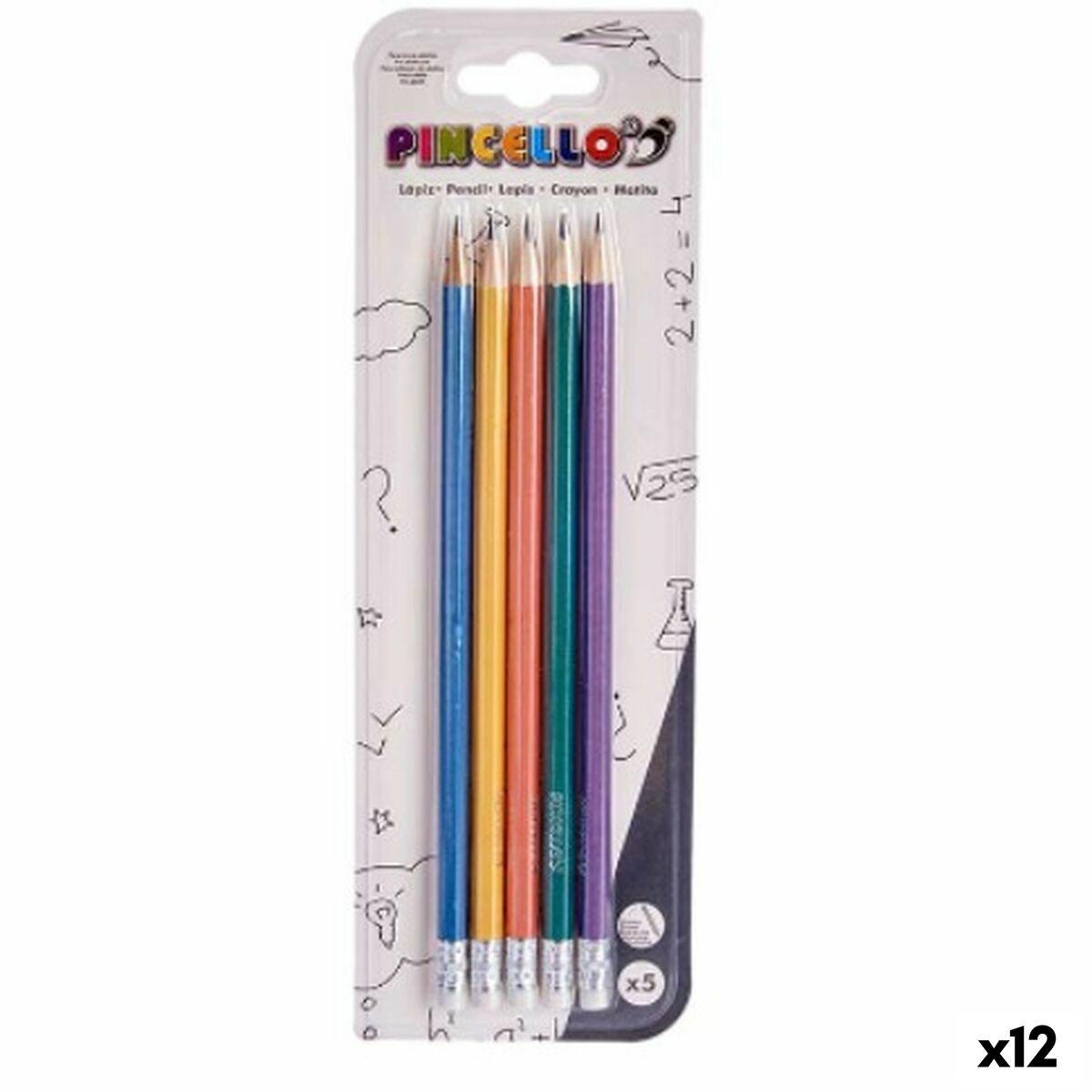 Set de Lápices Pincello 499 Amarillo Azul Verde Multicolor Naranja Pastel (12 Unidades)