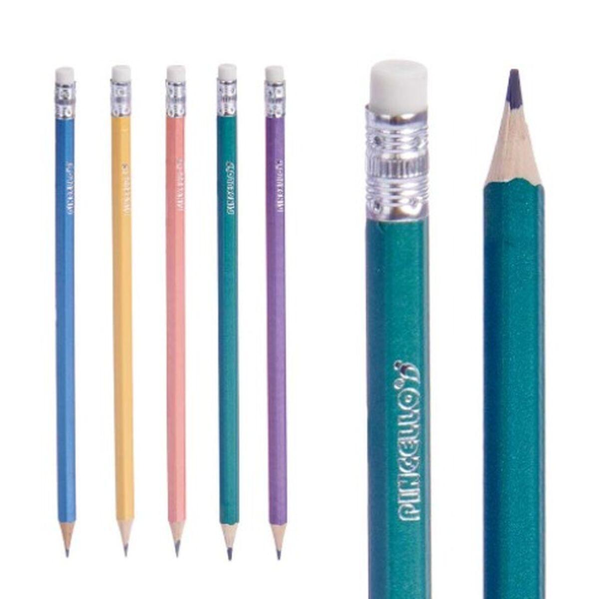 Set de Lápices Pincello 499 Amarillo Azul Verde Multicolor Naranja Pastel (12 Unidades)