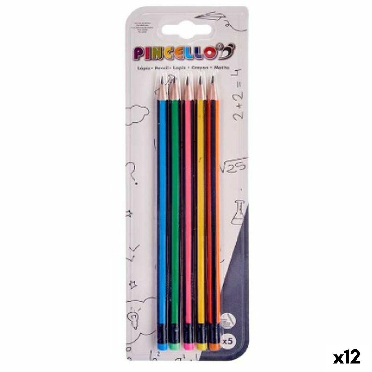 Set de Lápices Pincello 473 Amarillo Azul Verde Multicolor Naranja Rayas (12 Unidades)