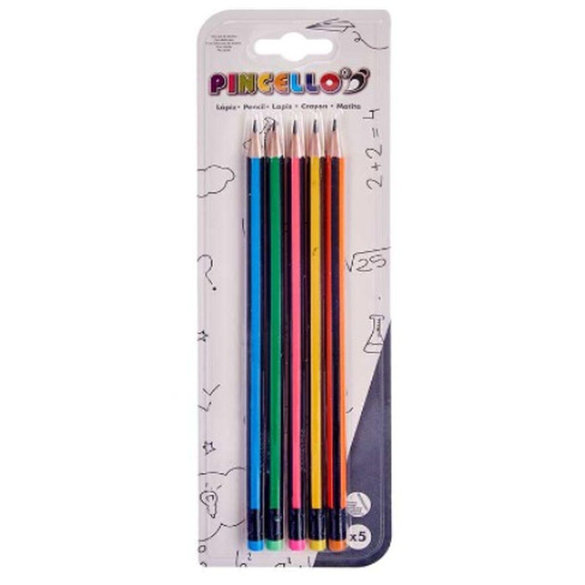 Set de Lápices Pincello 473 Amarillo Azul Verde Multicolor Naranja Rayas (12 Unidades)