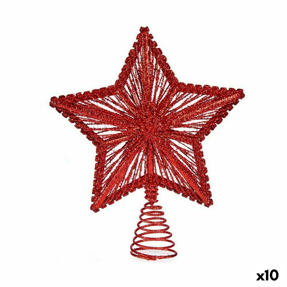 Estrella de Navidad Rojo Acero Plástico 20 x 5 x 25 cm (10 Unidades)