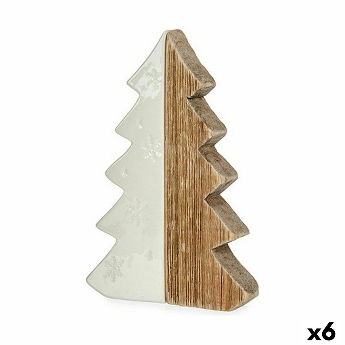 Figura Decorativa Krist+ 20A154-21 Blanco Natural Árbol de Navidad 3 x 21 x 14 cm (6 Unidades)