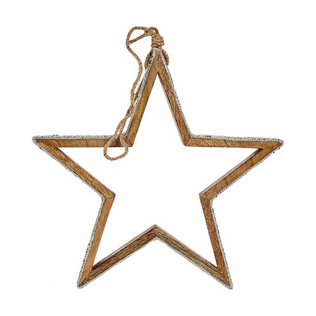 Adorno Navideño Estrella Plateado Yute Madera 31 x 5,5 x 60 cm (6 Unidades)