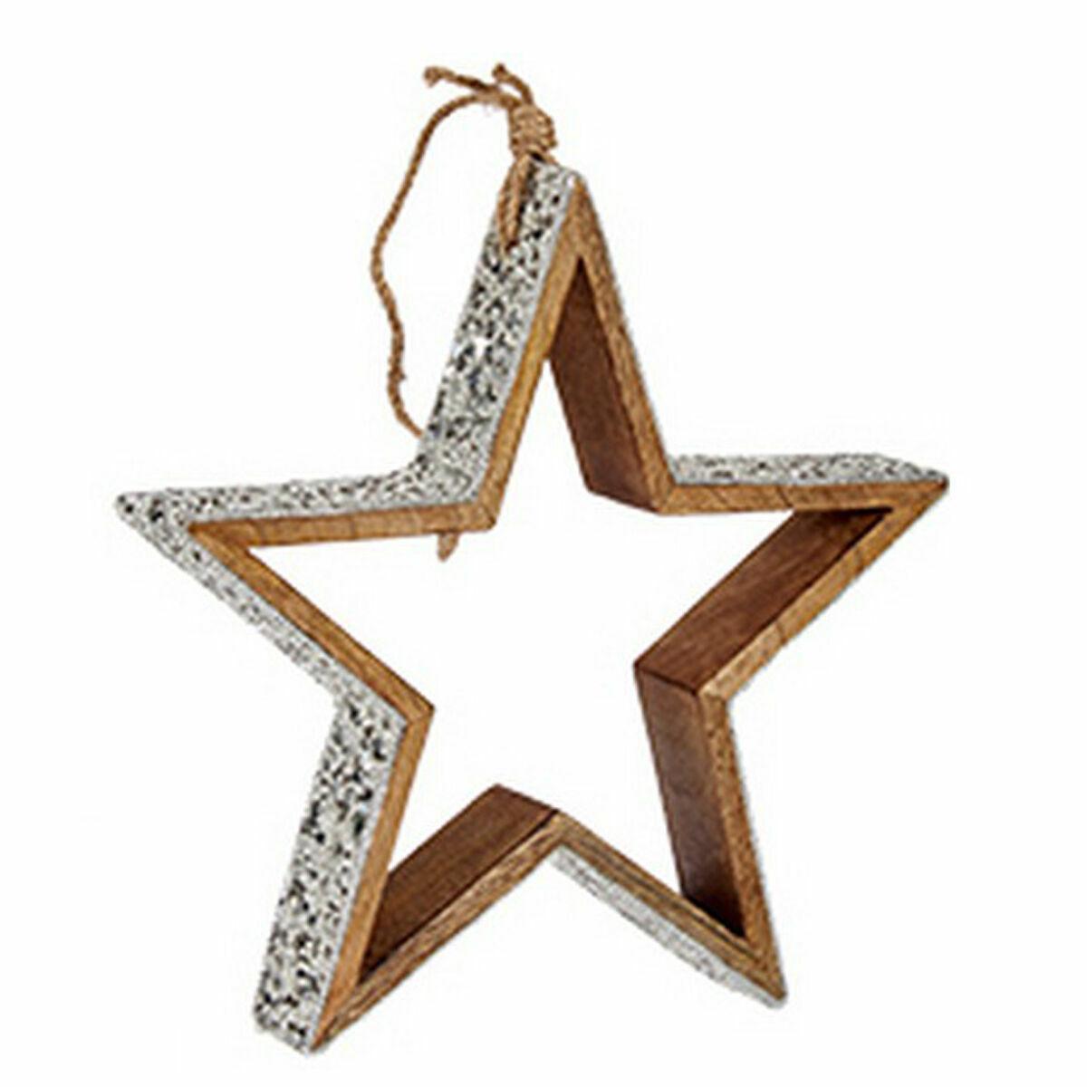 Adorno Navideño Estrella Plateado Yute Madera 31 x 5,5 x 60 cm (6 Unidades)