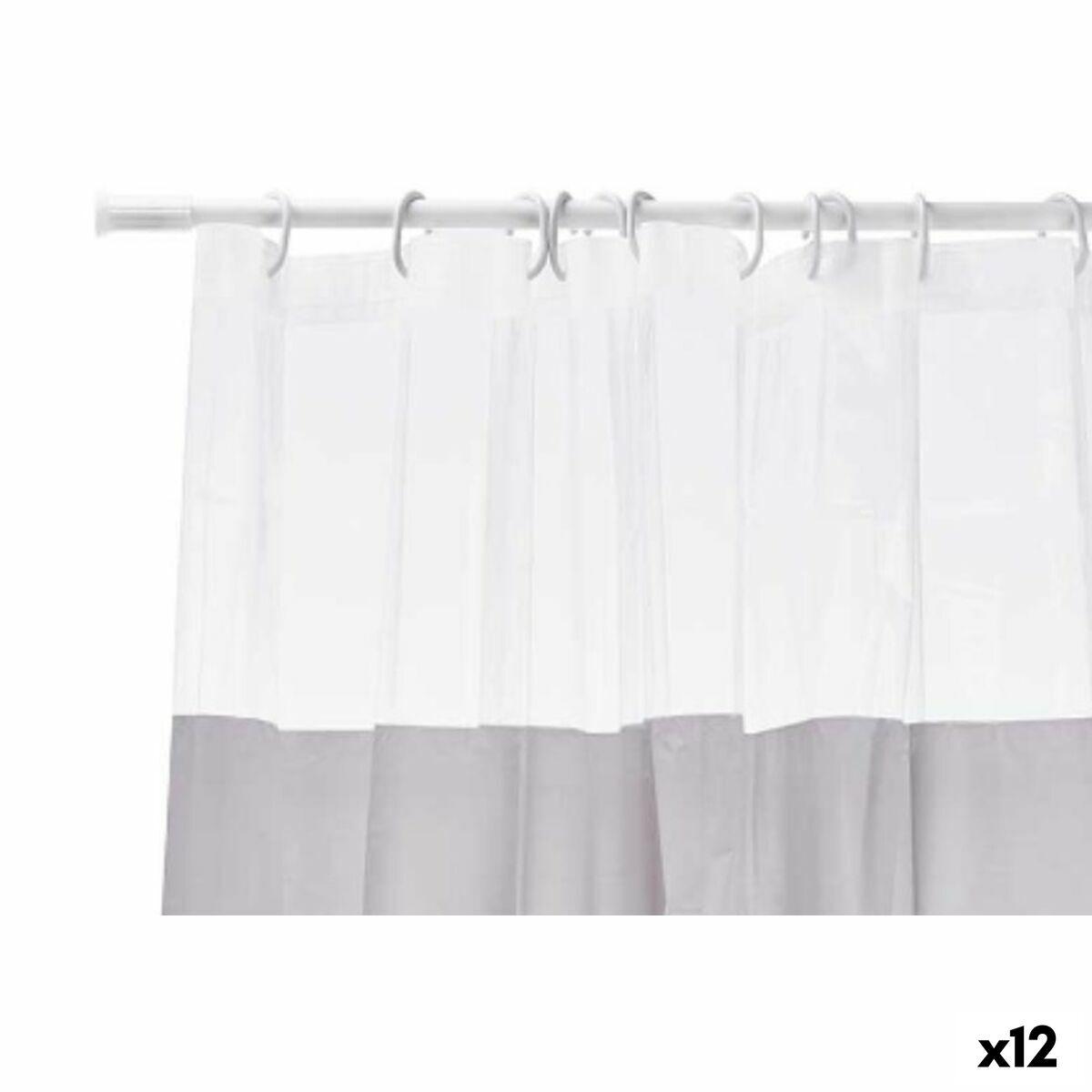 Cortina de Ducha Berilo 214 Gris Transparente Plástico PEVA 180 x 180 cm (12 Unidades)