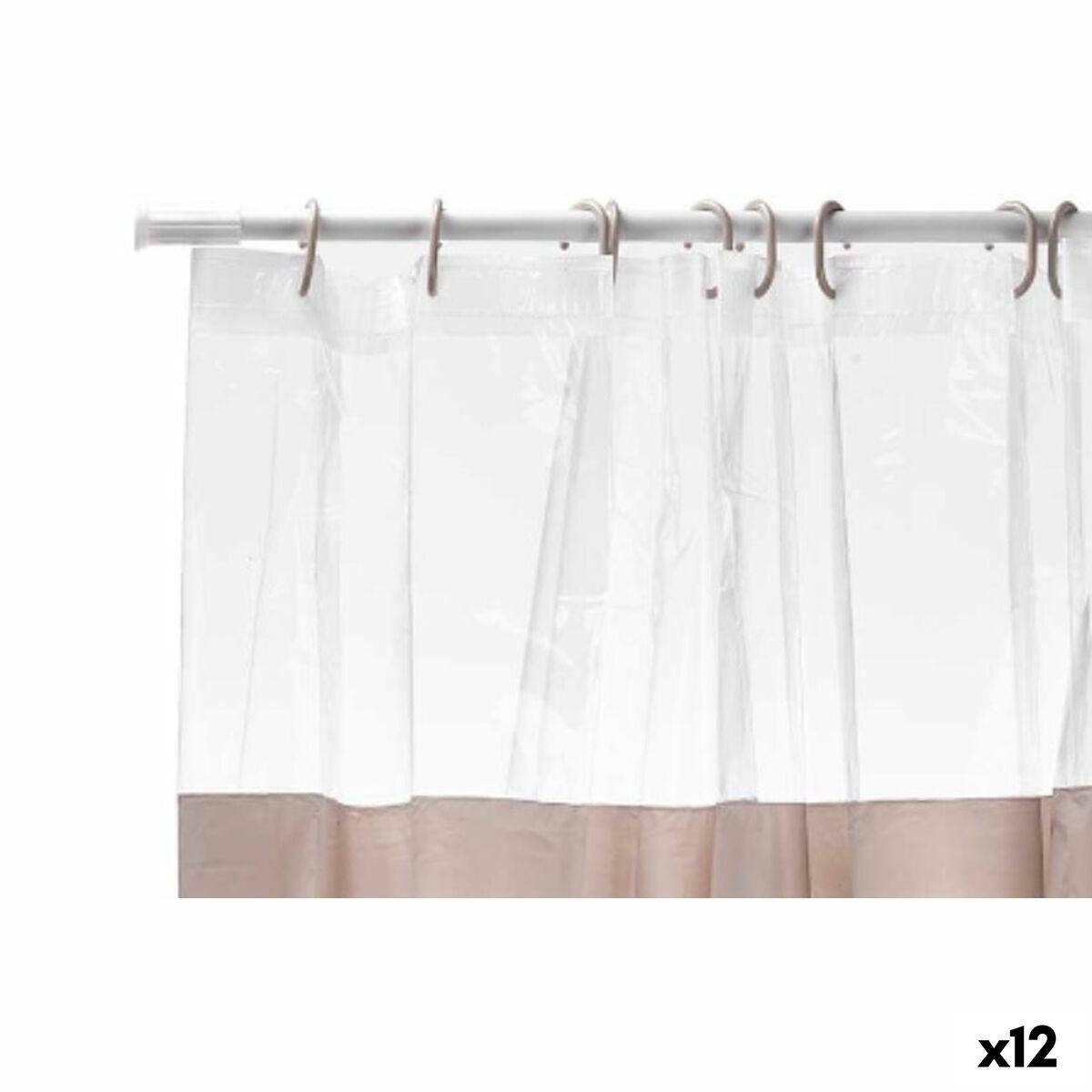 Berilo Cortina de Ducha Transparente 180 x 180 cm Beige Plástico PEVA (12  Unidades)
