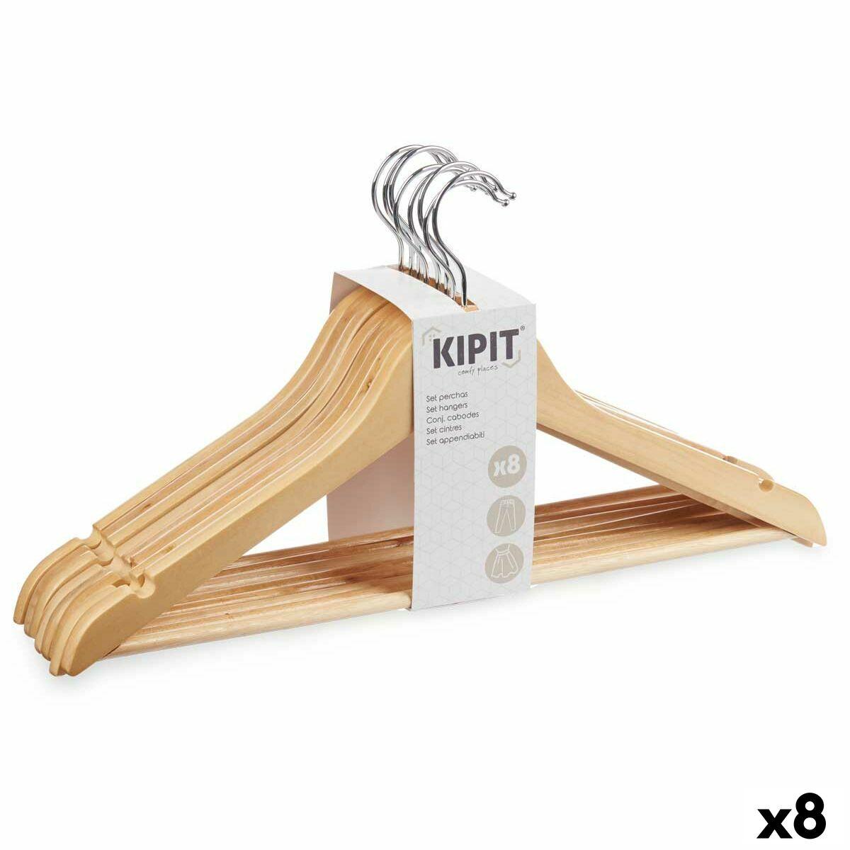 Juego de Perchas Kipit 79419 Marrón Madera Metal 44,5 x 1,2 x 23 cm (8 Unidades)
