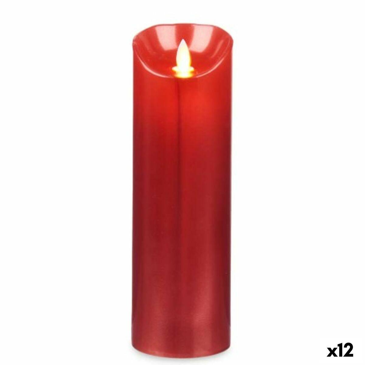 Vela LED Acorde L-Y8025-YBH-R Rojo 8 x 8 x 25 cm (12 Unidades)