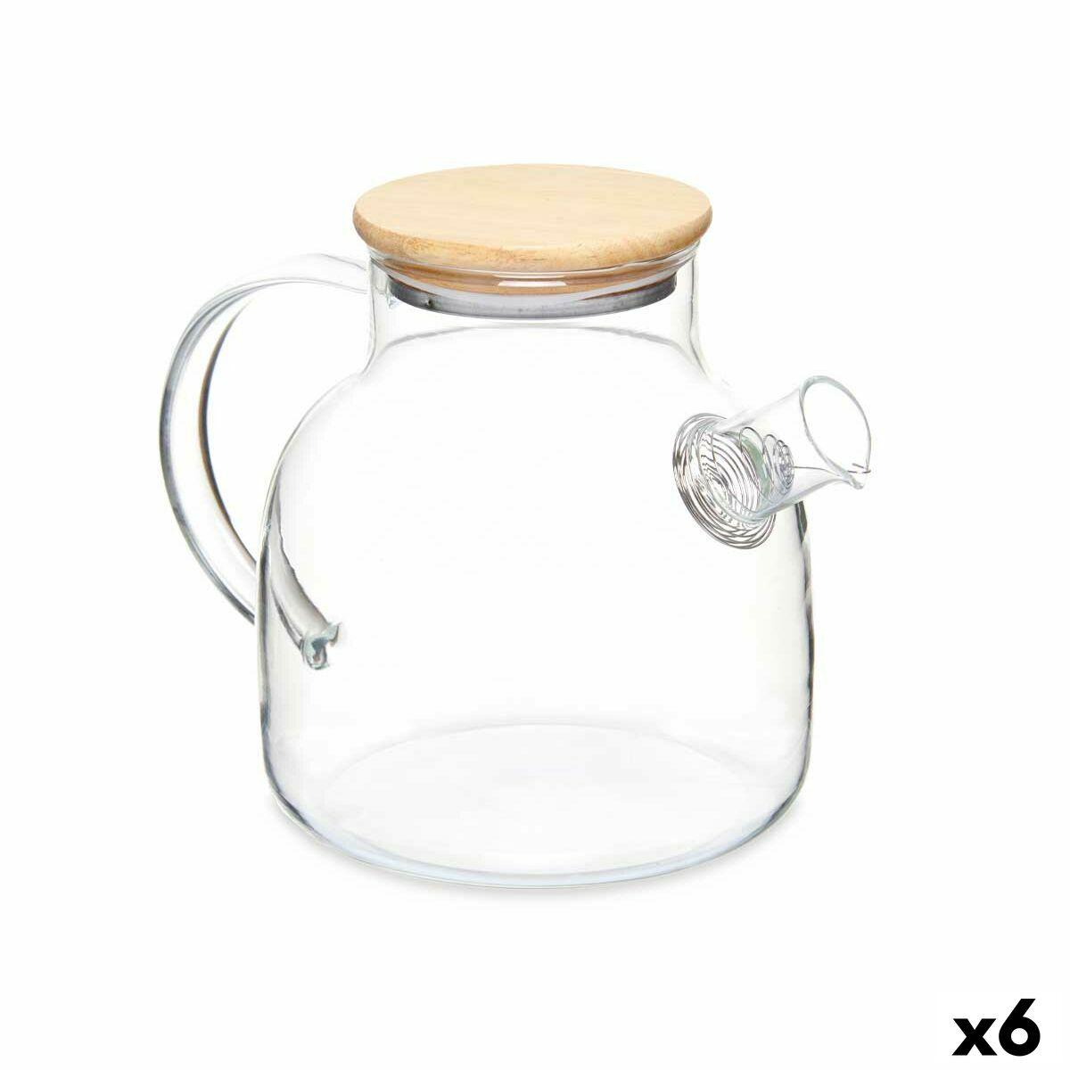 Jarra con Filtro para Infusiones Transparente Bambú Vidrio de Borosilicato 1,2 L (6 Unidades)