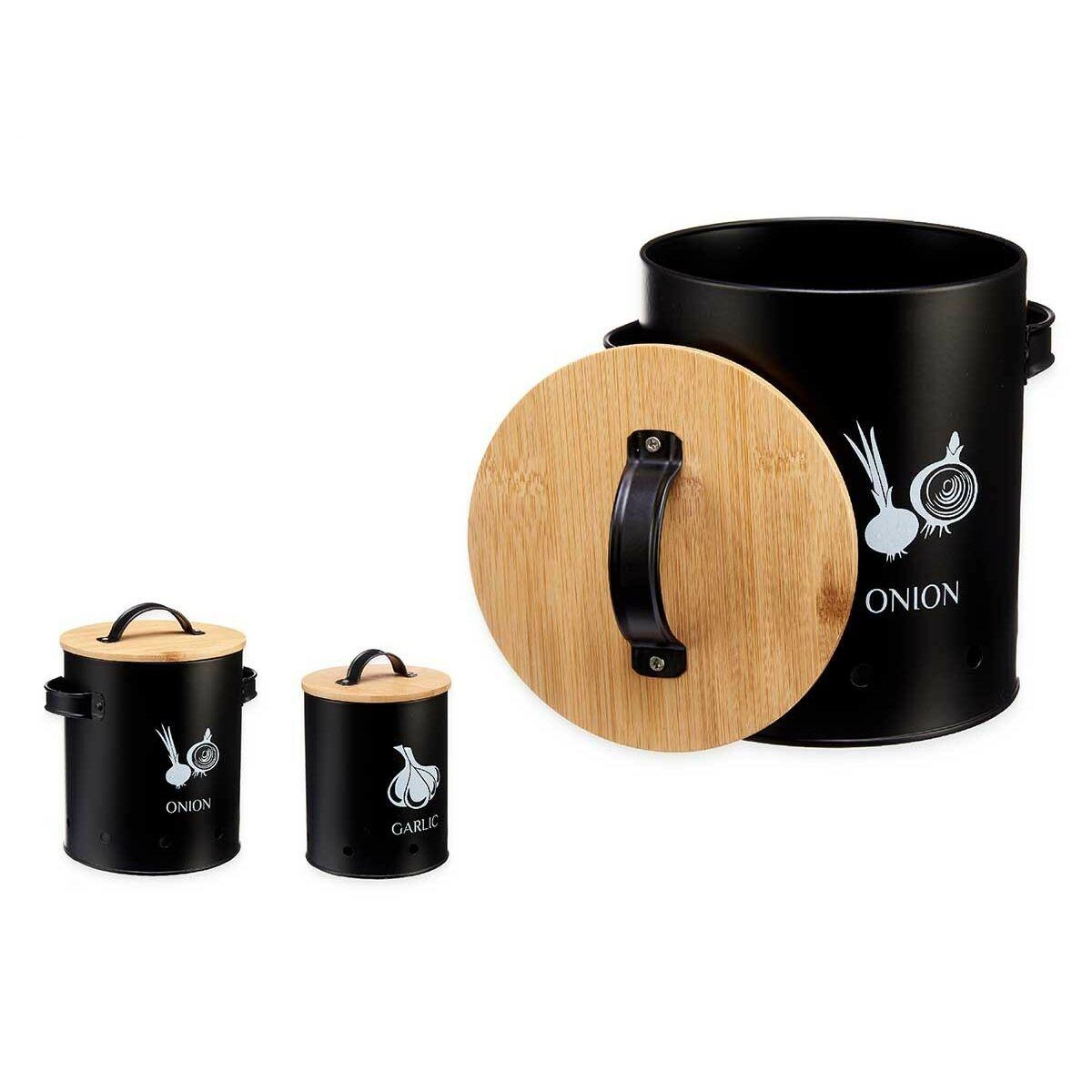 Set de Botes 3 Piezas Negro Natural Bambú