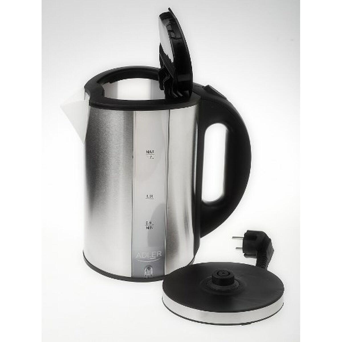 Hervidor Adler AD 1216 Negro Plateado Acero Inoxidable Plástico 2000 W 2200 W 1,7 L