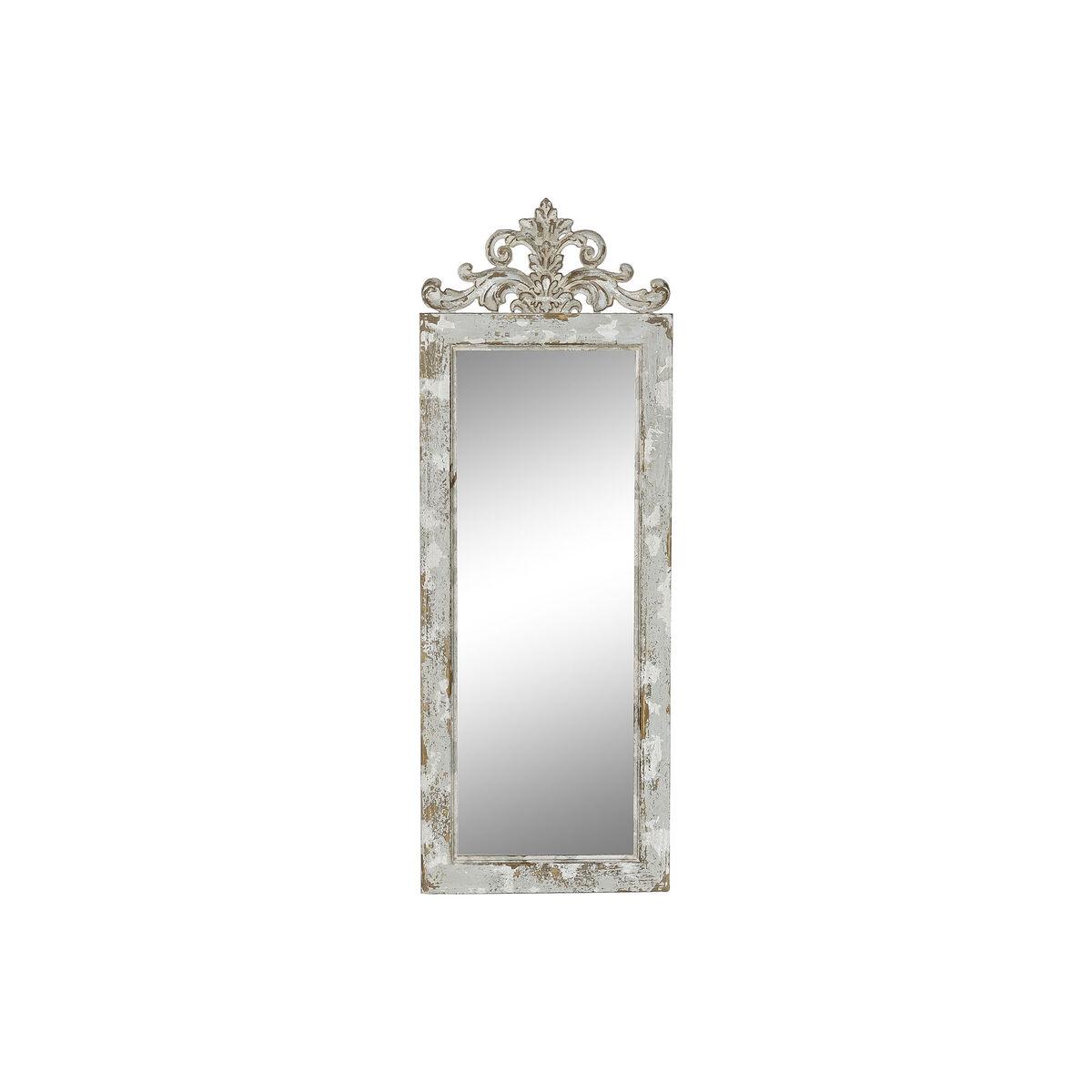 Espejo de pared DKD Home Decor Blanco Abeto Espejo Madera MDF 39 x 3 x 108 cm