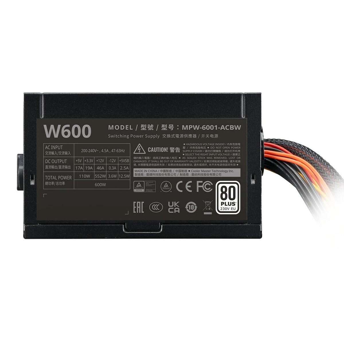 Fuente de Alimentación Cooler Master MPW-6001-ACBW-BEU 600 W 110 W TÜV CE 80 PLUS FCC Cableada ATX