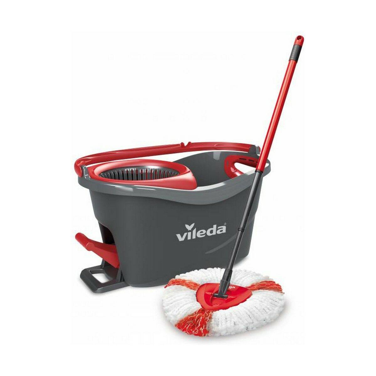 Mopa Fregona con Cubo Vileda mop en steel Supermocio 3Action Blanco Rojo Microfibras