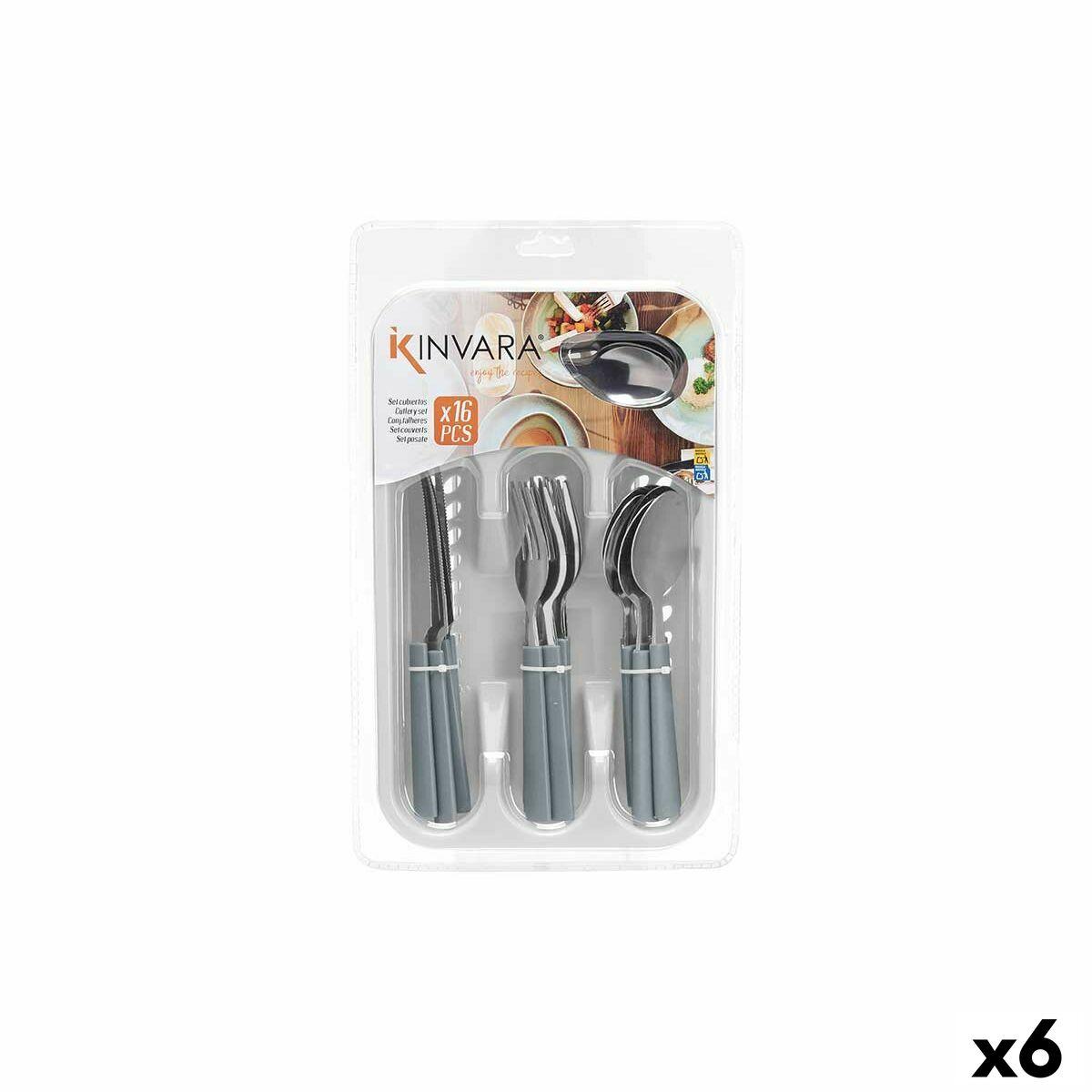 Set de Cubiertos Gris Plateado Acero Inoxidable Plástico (6 Unidades)