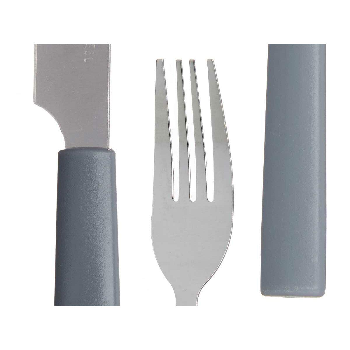 Set de Cubiertos Gris Plateado Acero Inoxidable Plástico (6 Unidades)