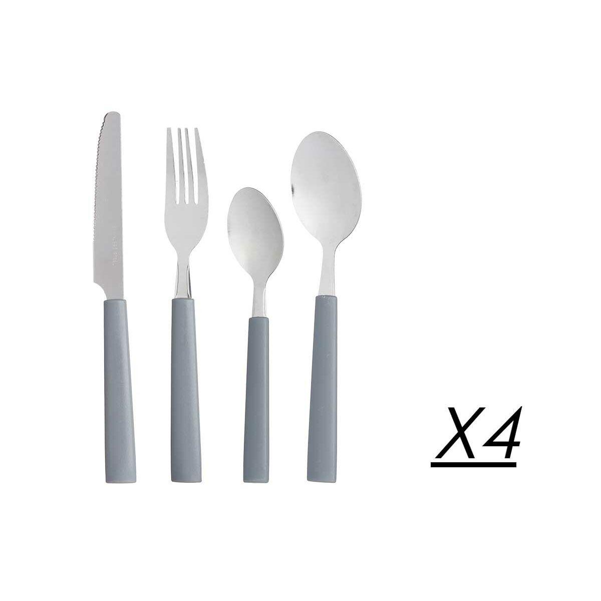 Set de Cubiertos Gris Plateado Acero Inoxidable Plástico (6 Unidades)