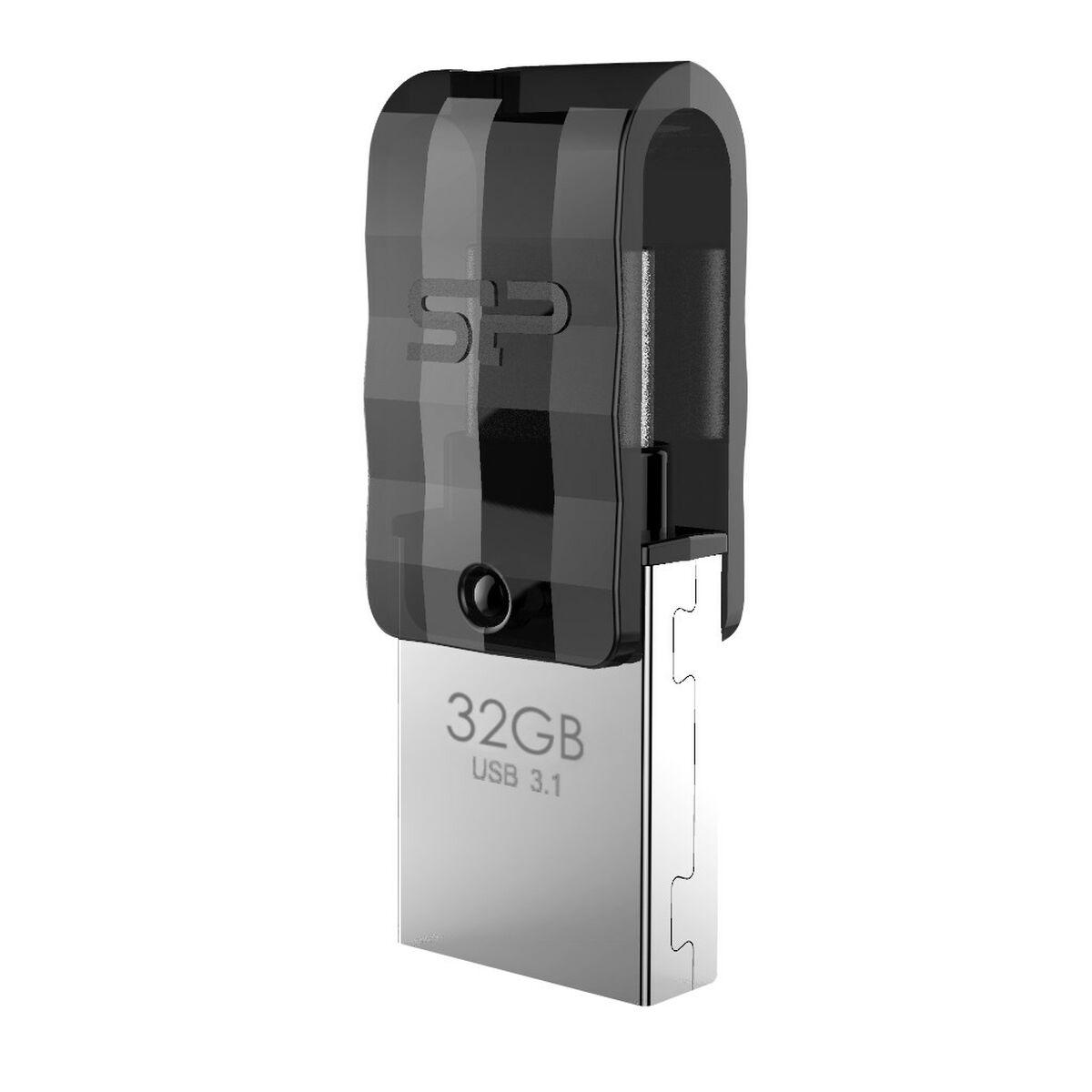 Memoria USB Silicon Power Mobile C31 USB 3.1 USB-C OTG 32 GB Negro Negro/Plateado (1 unidad)