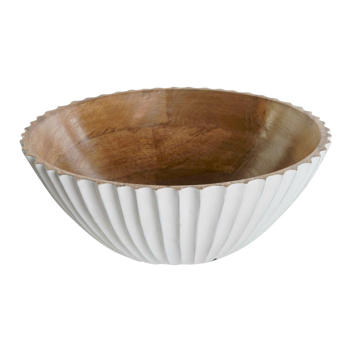 Ensaladera DKD Home Decor Blanco Natural Madera de mango 30 x 30 x 12 cm
