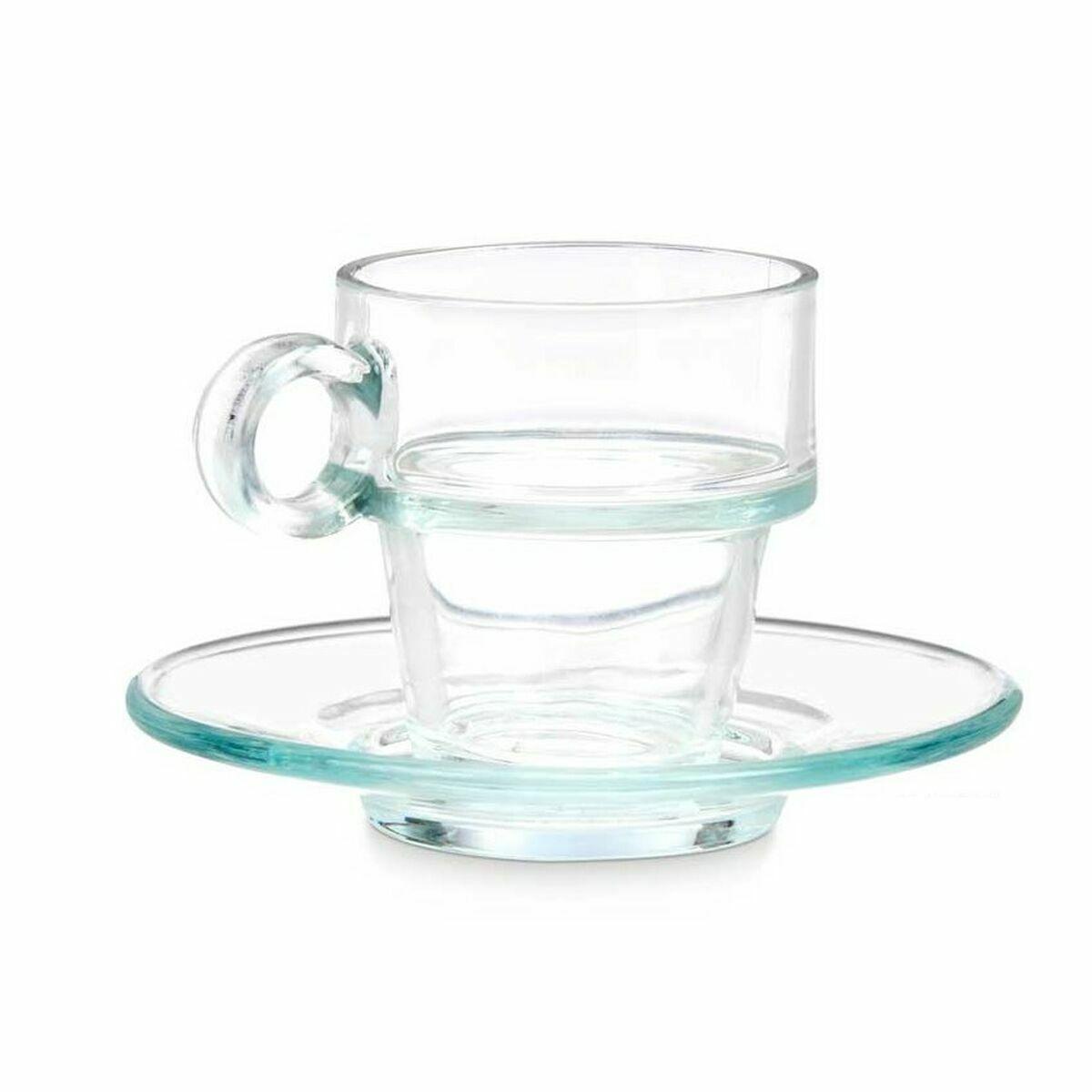 Taza con Plato Vivalto 41087 Transparente Vidrio 90 ml (6 Unidades)