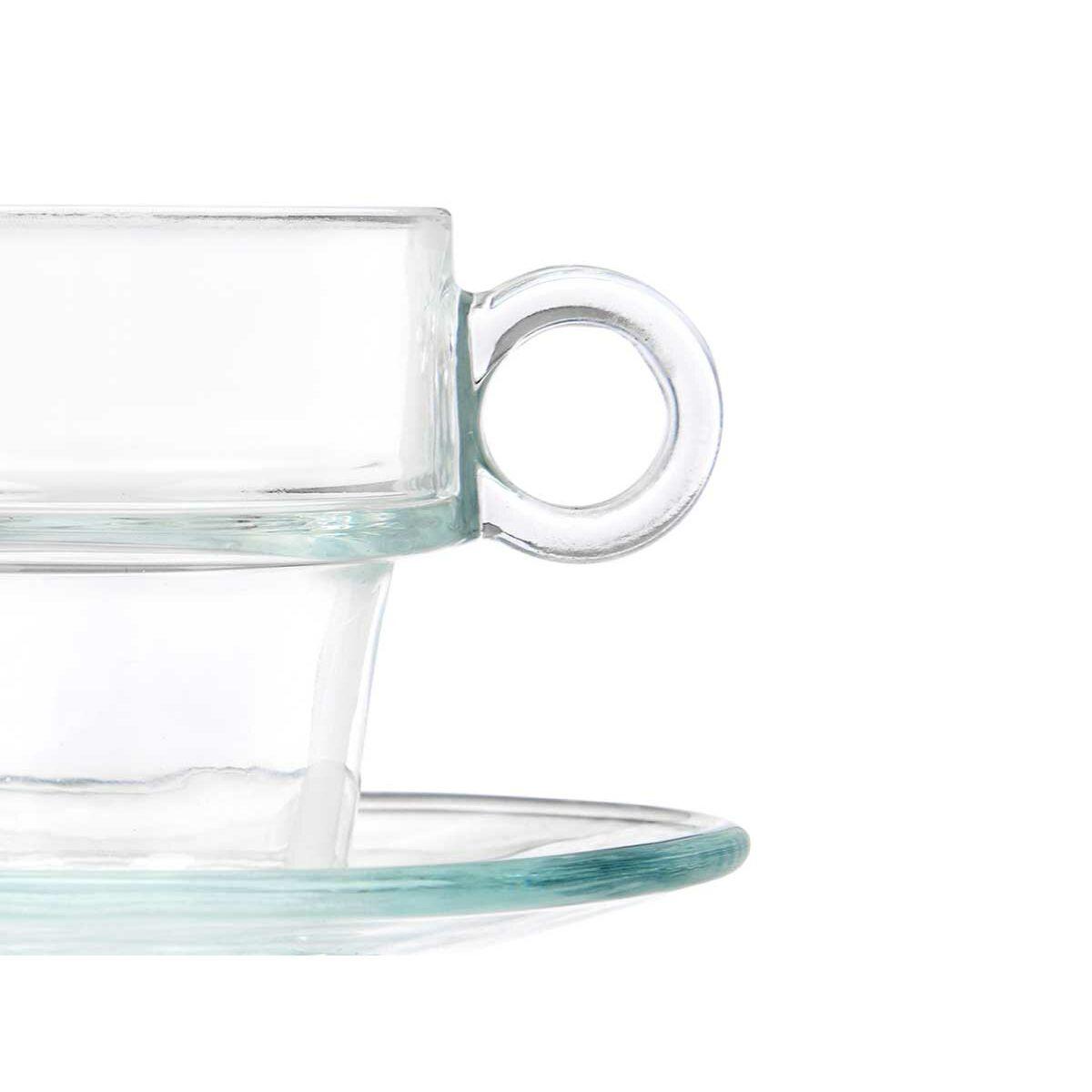 Taza con Plato Vivalto 41087 Transparente Vidrio 90 ml (6 Unidades)