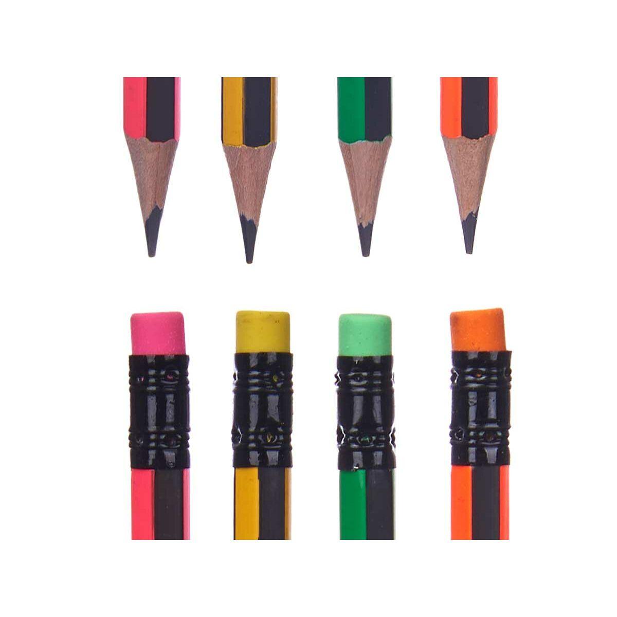 Set de Lápices Pincello 476 Amarillo Rojo Verde Sacapuntas Goma de borrar (12 Unidades)