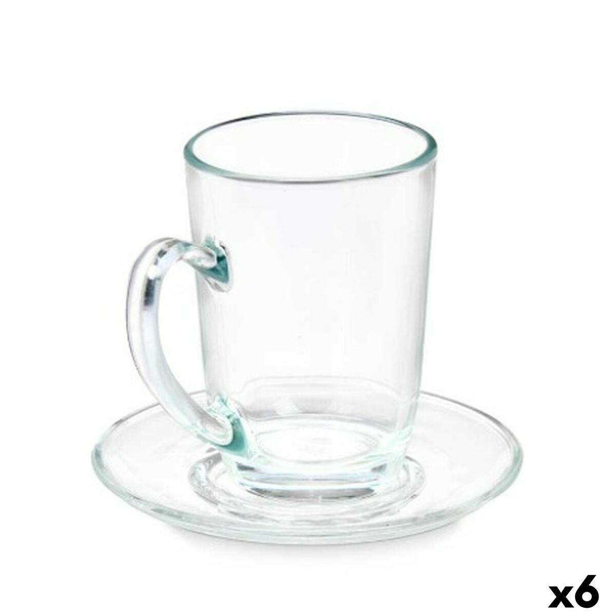 Taza con Plato Vivalto 41089 Transparente Vidrio 200 ml (6 Unidades)