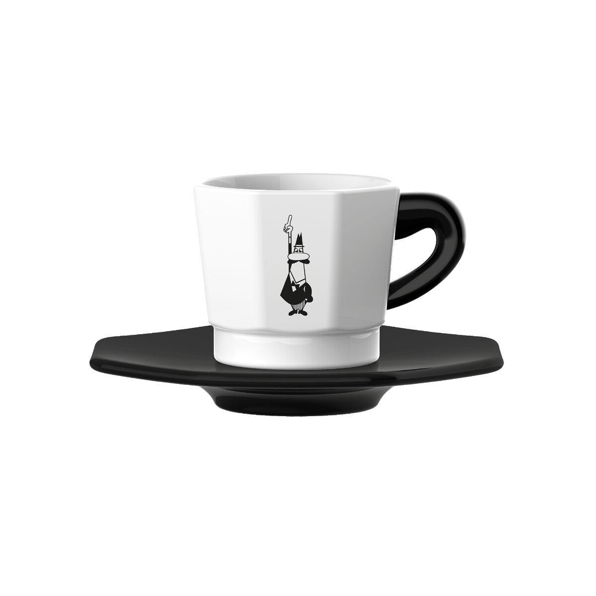 Juego de Tazas de Café Bialetti 700000652 Blanco Negro Porcelana 75 ml (4 Unidades)