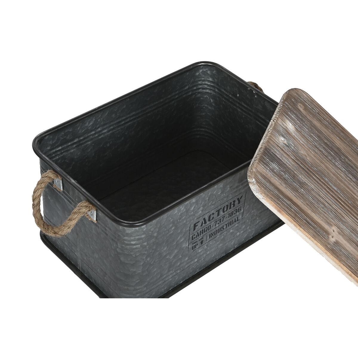 Juego de Baúles Home ESPRIT Plateado Marrón oscuro Metal Vintage 60 x 38 x 32,5 cm