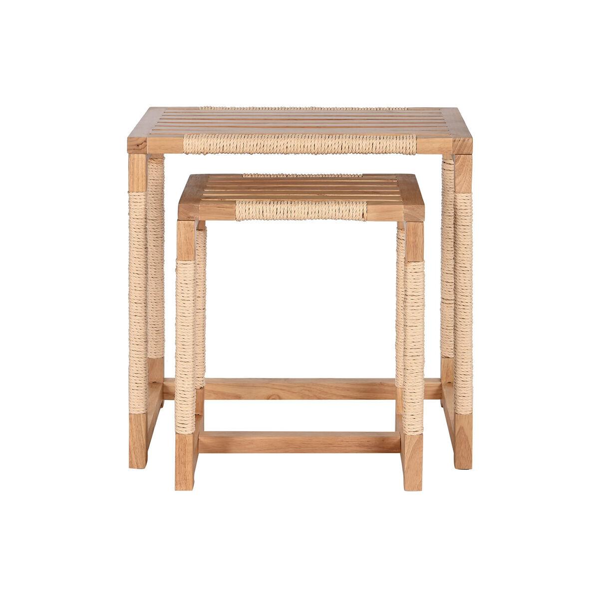 Juego de 2 mesas Home ESPRIT Natural Cuerda Abeto 58 x 38 x 60 cm