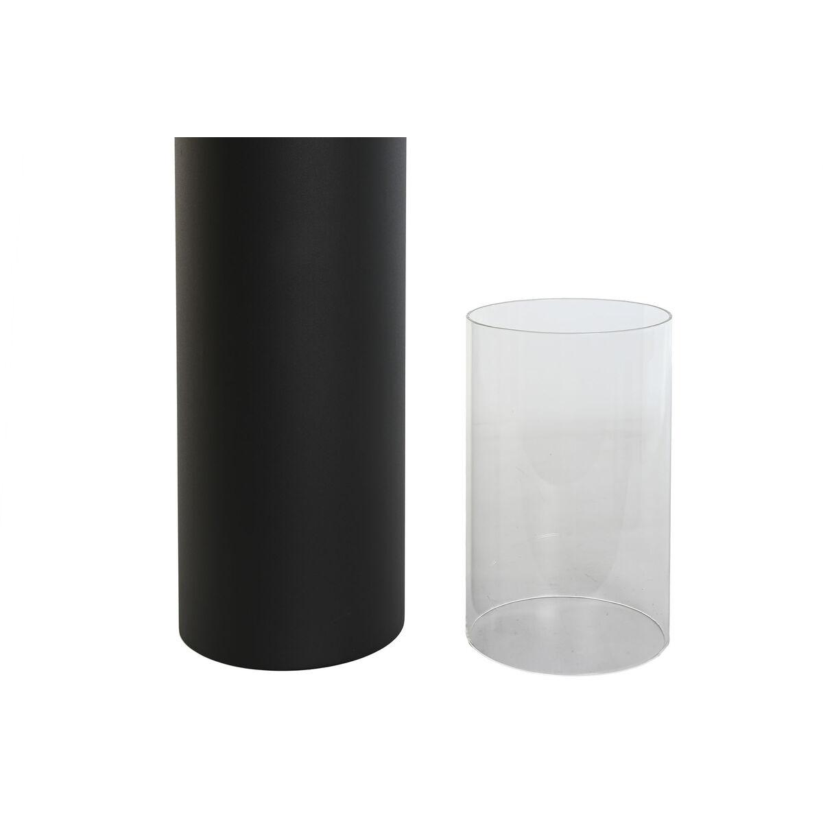 Set de Portavelas Home ESPRIT Negro Metal Cristal 27 x 27 x 125 cm (2 Unidades)