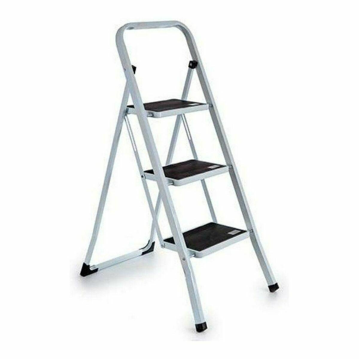 Escalera plegable Blanco Negro Hierro 44,5 x 112 x 4,5 cm (4 Unidades)