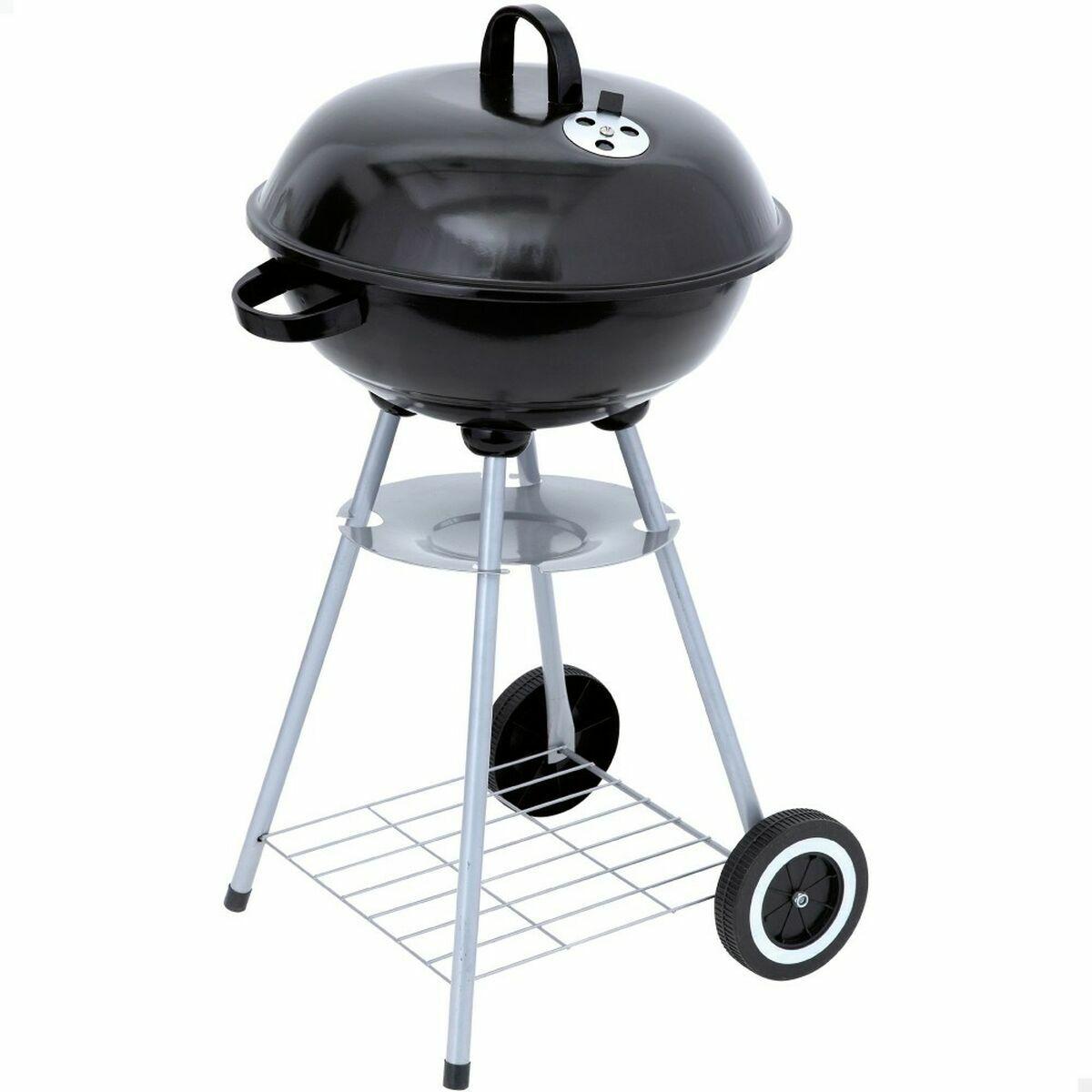 Barbacoa de Carbón con Ruedas Aktive 46 cm Redonda Negro Con Tapa