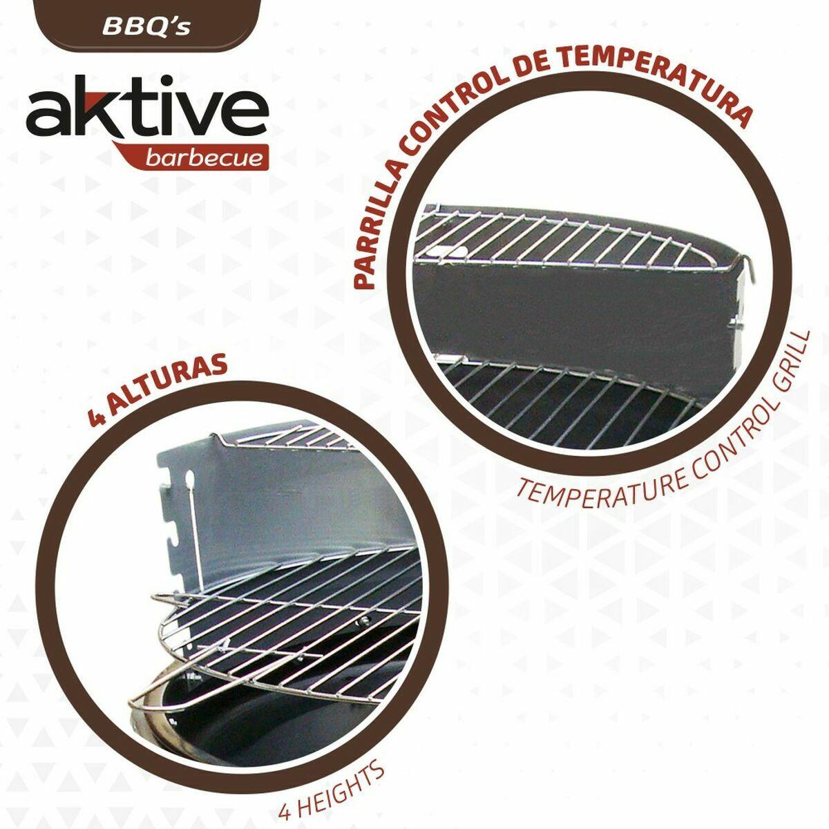 Barbacoa de Carbón con Ruedas Aktive 51 x 51 x 82 cm Negro