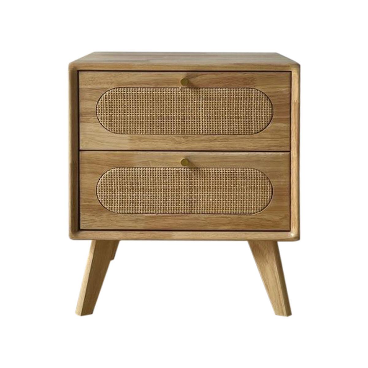 Mesita de Noche DKD Home Decor Natural Metal Caucho 40 x 30 x 48 cm