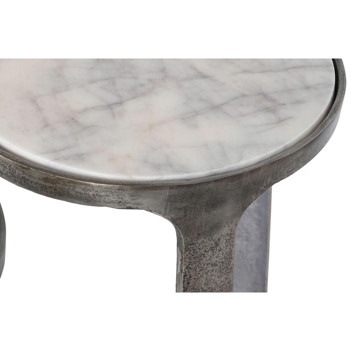 Juego de 3 mesas Home ESPRIT Blanco Plateado 45 x 45 x 56 cm