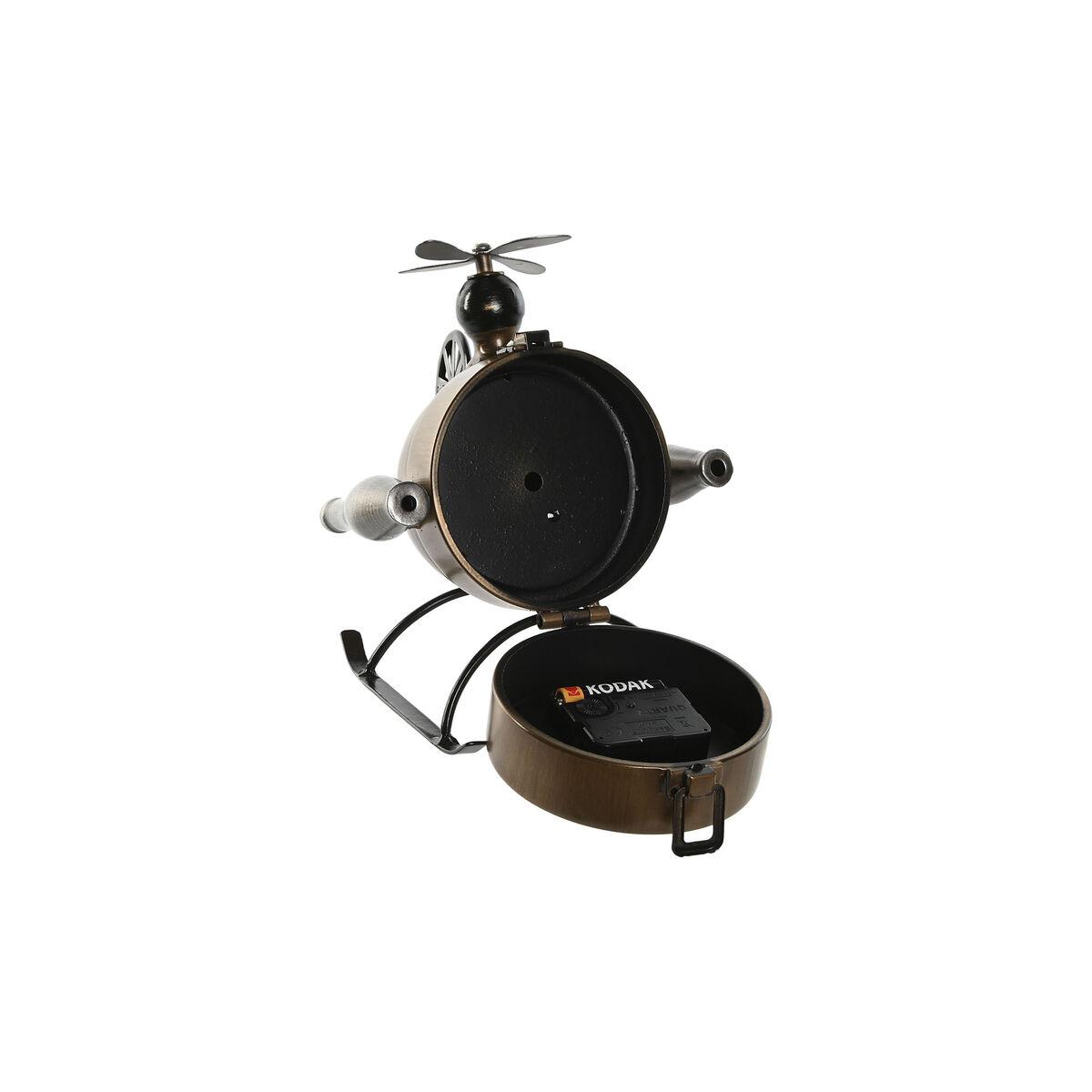 Reloj de Mesa Home ESPRIT Negro Dorado PVC Metal Loft 18 x 23 x 24 cm (2 Unidades)